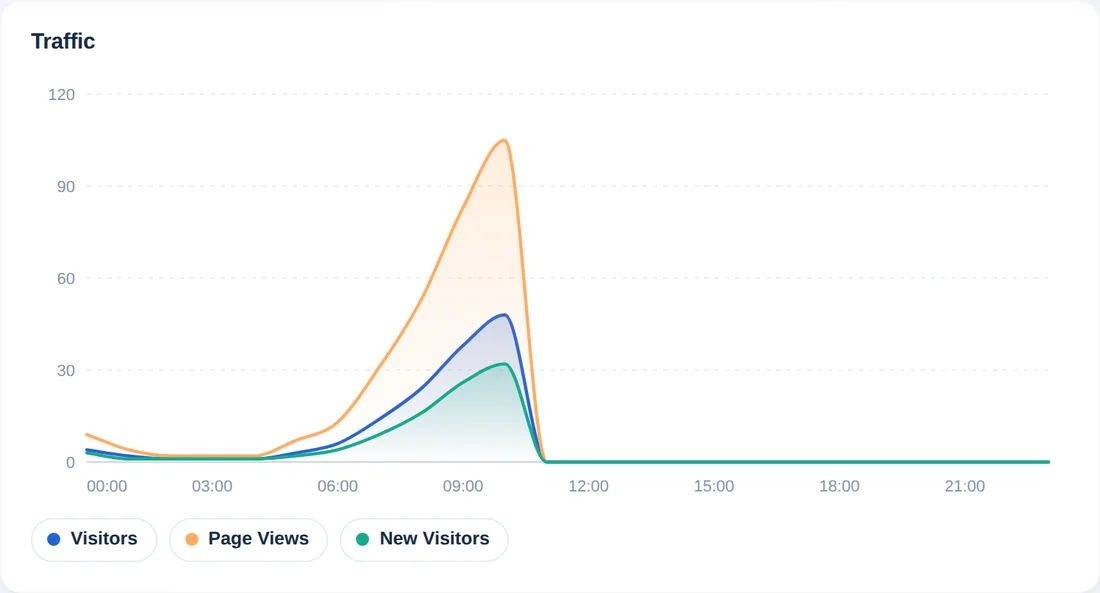 Grafico del traffico di Oggi con valori orari